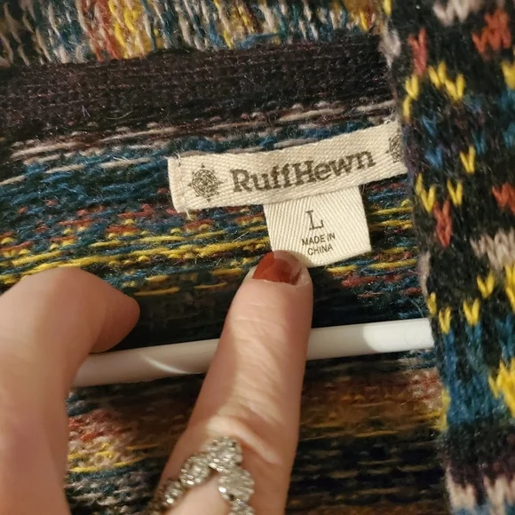 Ruff Hewn wool mohair blend boho neutral colored cardigan size Lg - Picture 4 of 13